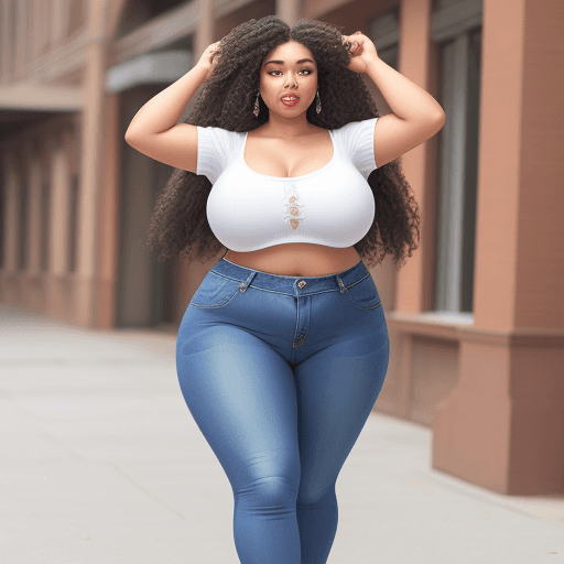AI generated: big girls big bra denim 
