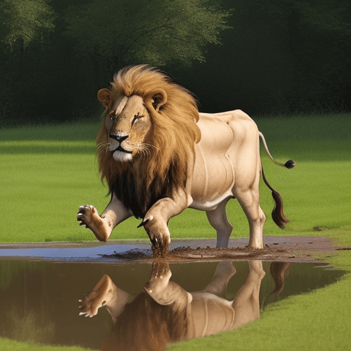 AI generated: Once upon a time, a cow was grazing in the forest, when a lion comes there and moves towards the cow...