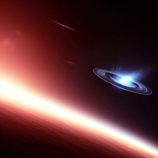 AI generated: A scene of a spaceship escaping from a black hole. The style is reminiscent of a science fiction mov...