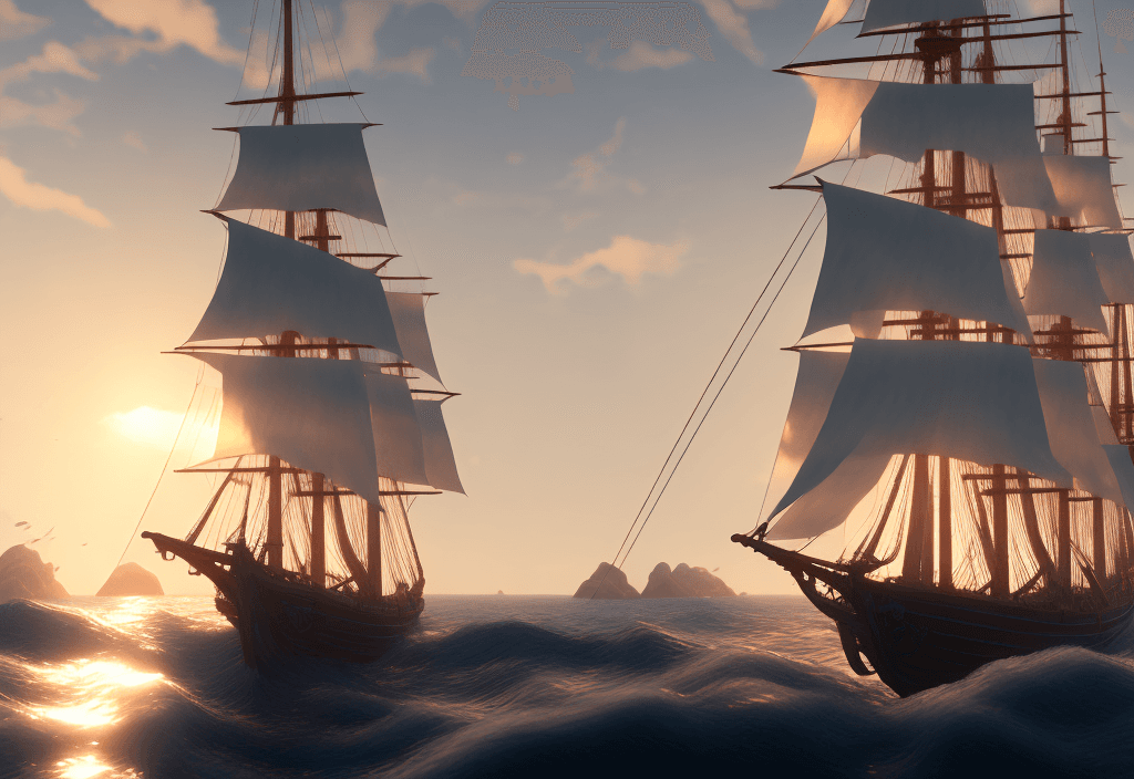 AI generated: Photo of a ultra realistic sailing ship, dramatic light, pale sunrise, cinematic lighting, battered,...