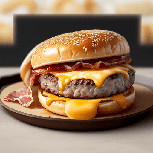 AI generated: Imagine juicy burger meat grilled to perfection, covered in a generous layer of melted cheddar chees...