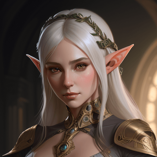 AI generated: mdjrny-v4 style portrait of female elf, intricate, elegant, highly detailed, digital painting, artst...
