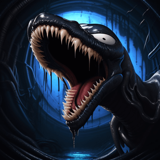 AI generated: a close up of a venom with its mouth open, film key art, by Charles Fremont Conner, full image, clea...