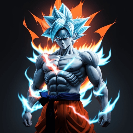 AI generated: It seems like you're describing a creative visual concept inspired by the character Goku from the Dr...