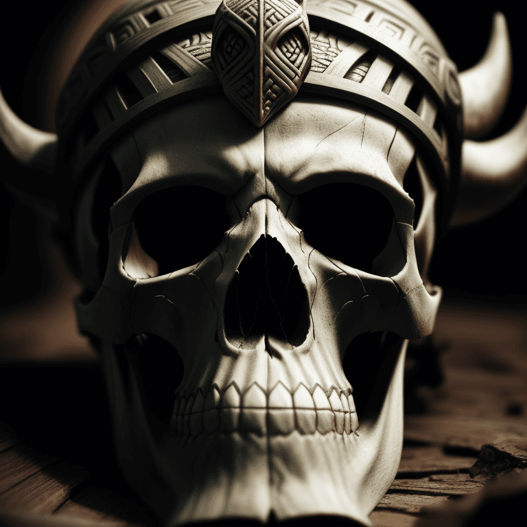 AI generated: viking carved skull photographic cinematic