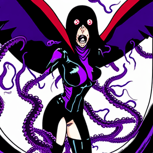 AI generated: (Teen titan raven) teentitan tv show atr style, raven raped by massive tentacles, thre giant tentaca...