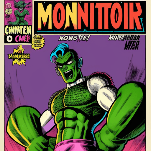 AI generated: Comic book cover in the style of a Charlton comic replace monster with the monster Gorgon high resol...