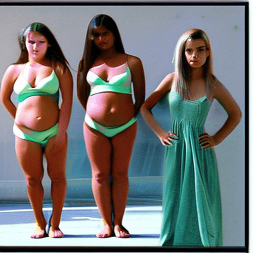 AI generated: Photo of a group of the hot naked 14 years old girls making sexy poses, not too big tits but big ass...