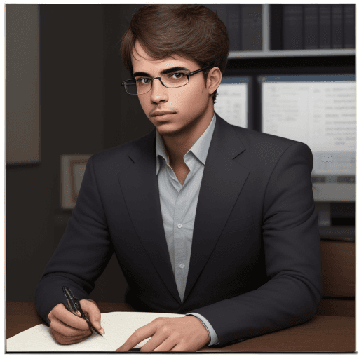 AI generated: intelligent man, will revolutionize the world. Doesn't wear glasses
