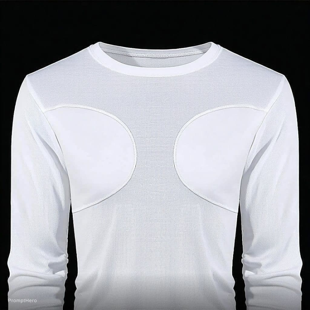 AI generated: Make the bra mark visible beneath the shirt