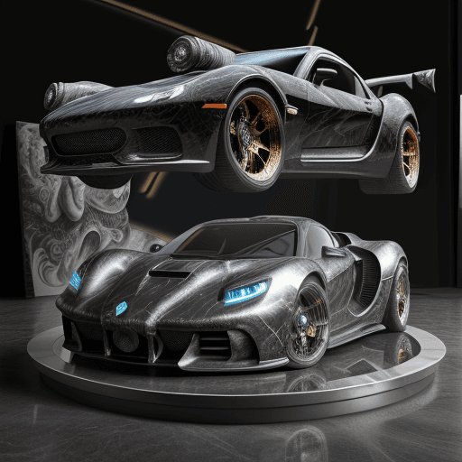 AI generated: auto hairdresser logo, including the name "pretty hard", black marble, carving, cars, polishing mach...