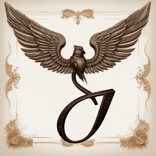 AI generated: decorative letter F with wings