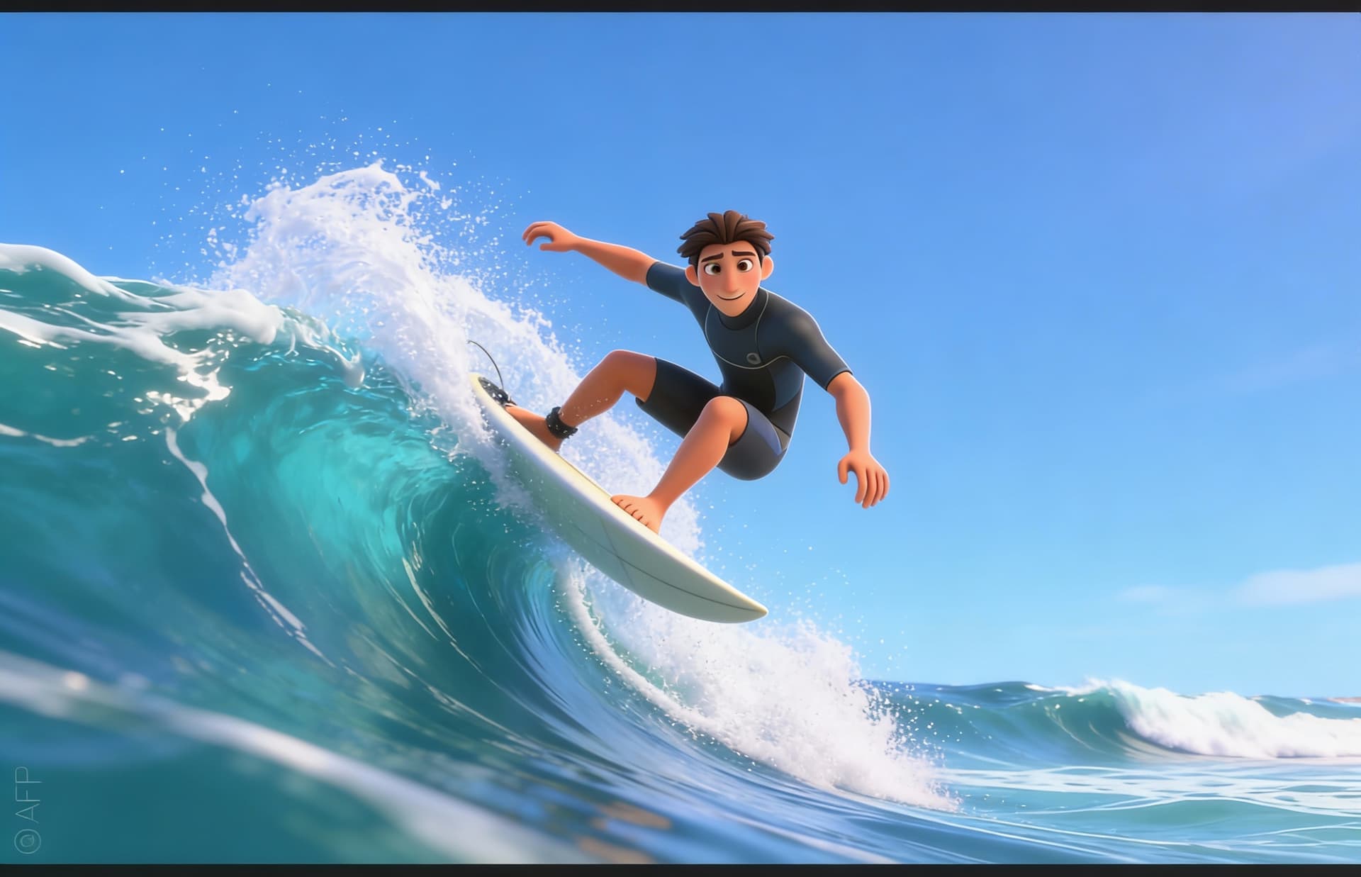 AI generated: Animate the surfer in slow motion