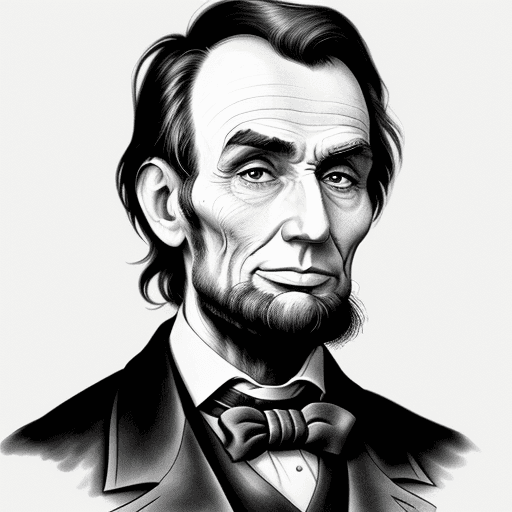 AI generated: hiperrealistic portrait, ink, abraham lincoln, portrait isolated on white background