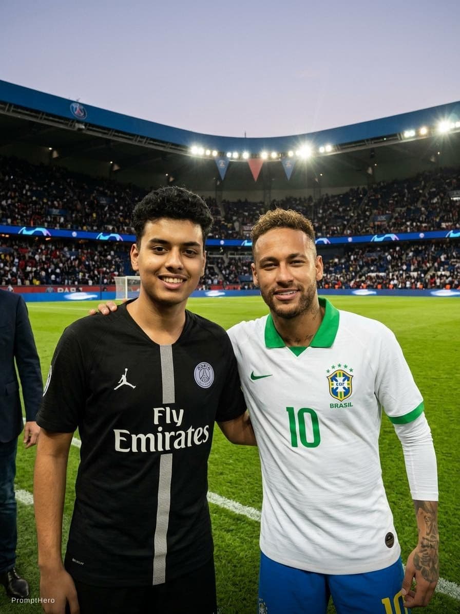AI generated: Make me stand with neymar jr relastic