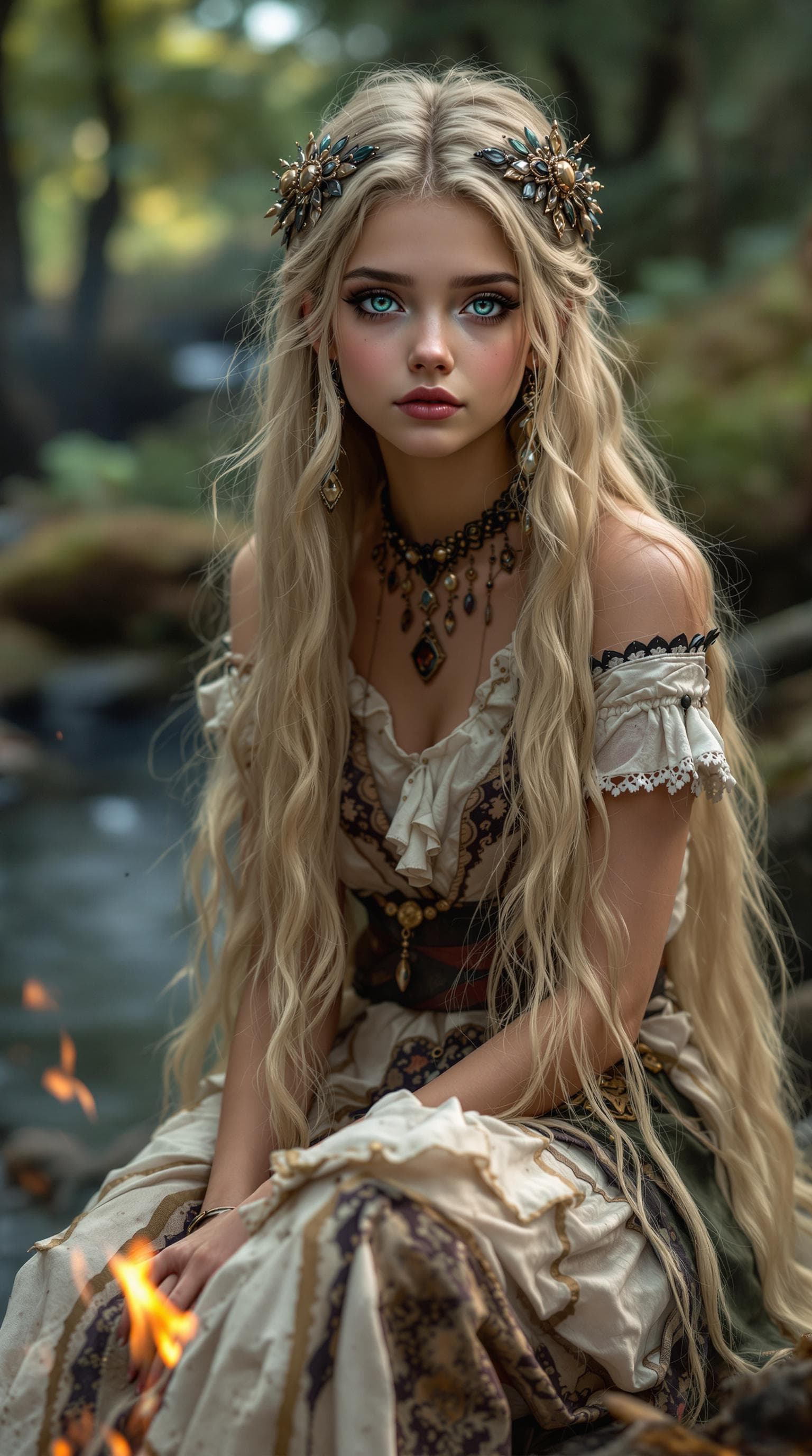 AI generated: a professional photo of a exceptionally of the most beautiful girl in the world, Transylvanian gypsy...