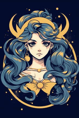 AI generated: T Shirt Design, Vintage Vector, Cartoon Network Clipart, Symbol inspired by Sailor Moon, Earthy colo...