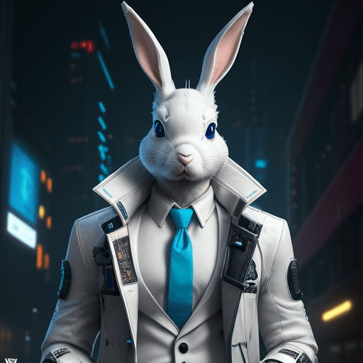 AI generated: anthropomorphic cyberpunk rabbit| hyperrealism| highly detailed| intricate details| unreal engine| w...