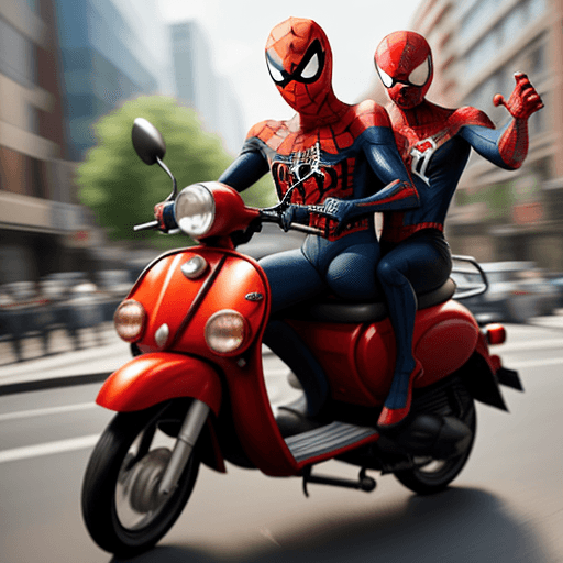 AI generated: spider-man driving a moped