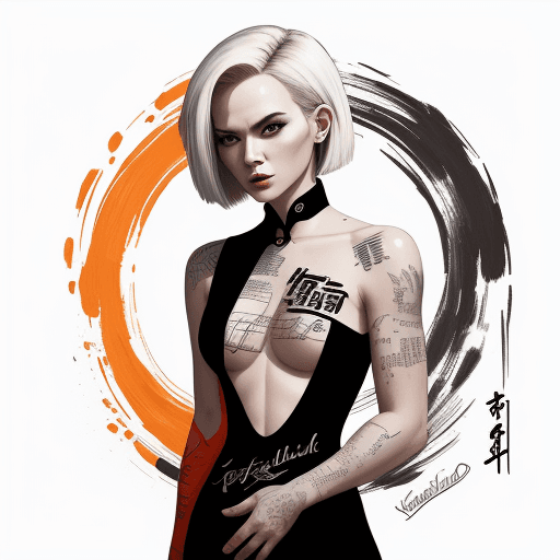 AI generated: joselaide woman, android 18 ink artistic conception, with typography elements, abstract, complementa...