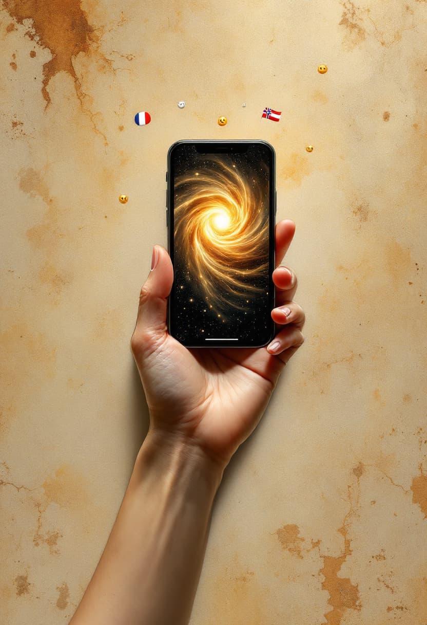 AI generated: A masterful modern reimagining of Michelangelo's "The Creation of Adam" that maintains the sublime e...