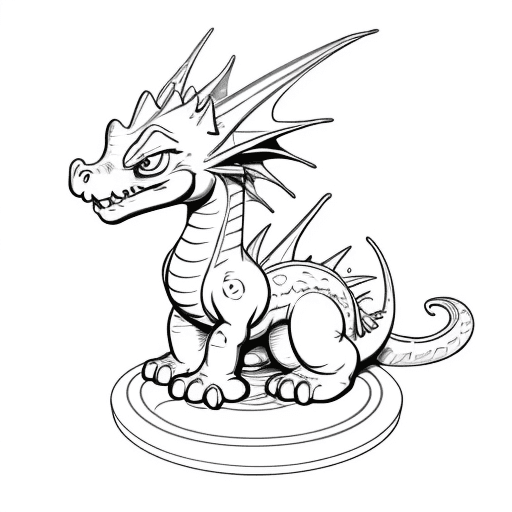 AI generated: cartoon baby coin dragon only the lines so i can paint it and fit the canvas