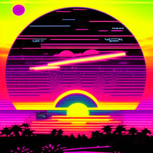 AI generated: retro, synthwave, cyber sunset 