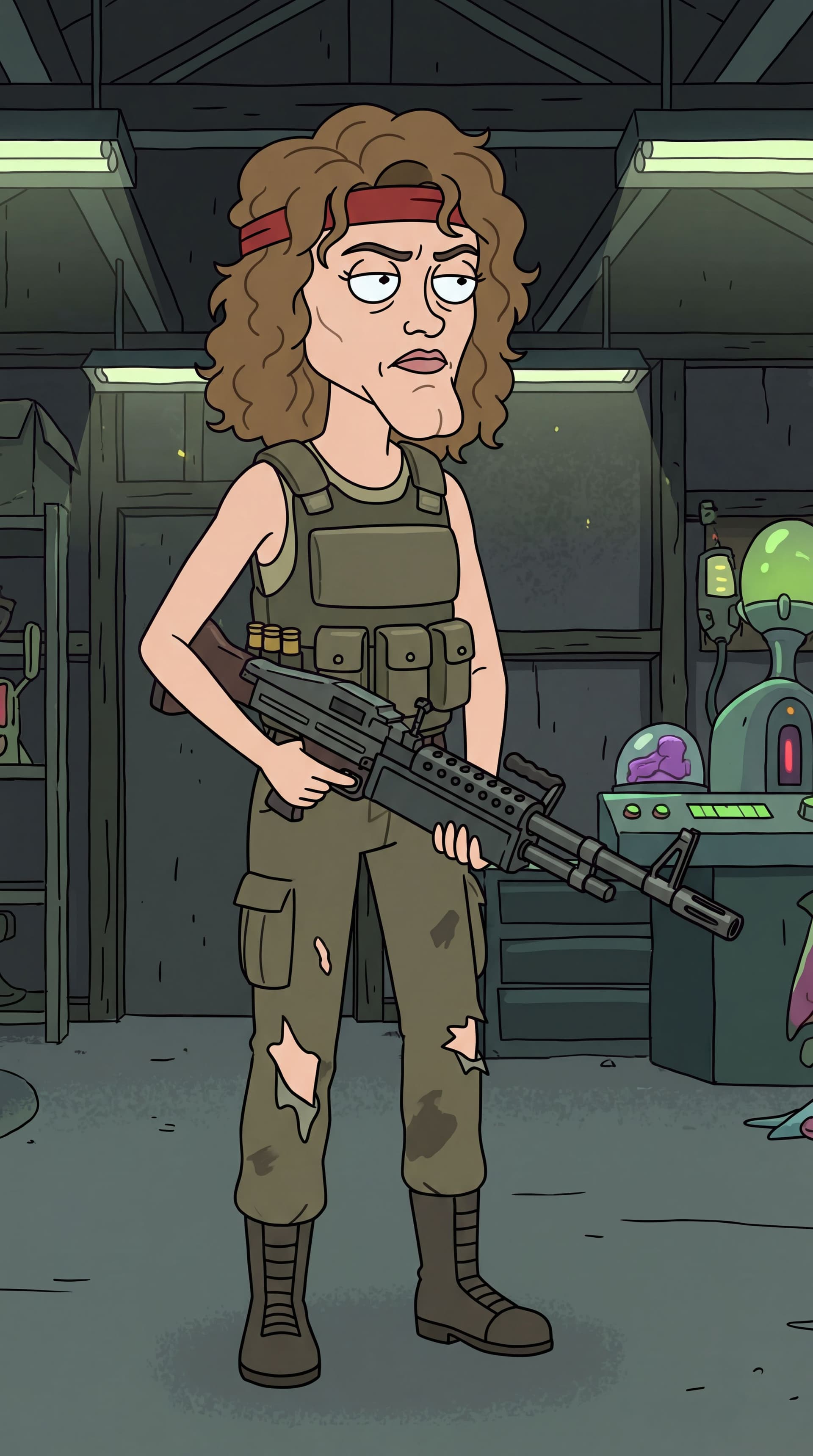 AI generated: Generate full-body Stranger Things Nancy Wheeler  in the iconic Rick and Morty animation style. Inpu...