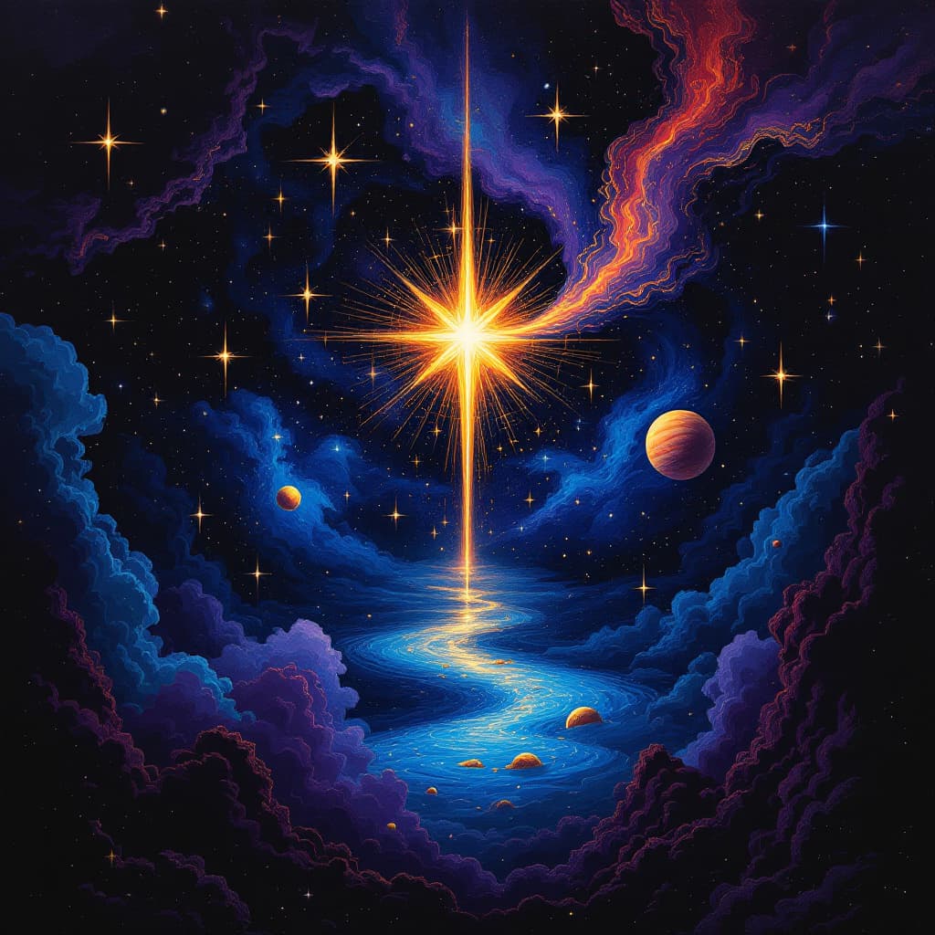 AI generated: inspired by art by Mac Bacon. I want to create a star world.
