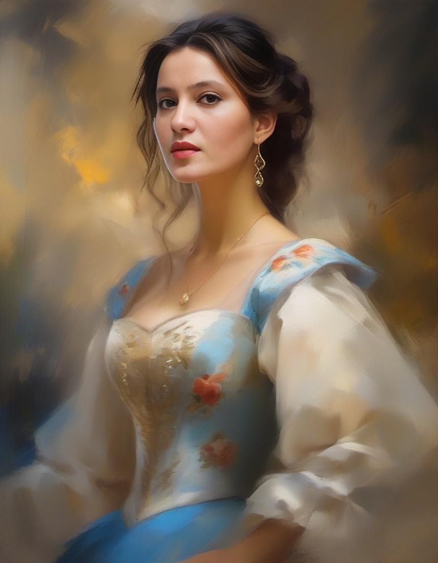 AI generated: [Famke Janssen | Blake Lively | Kirsten Dunst] with blonde hair as Cinderella in the style of Pino D...