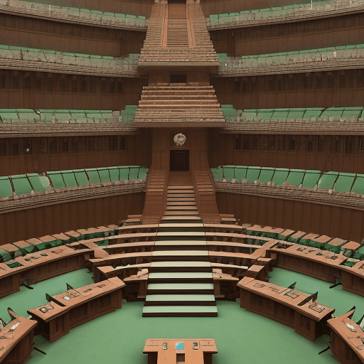 AI generated: Indian Parliament designed in MC Escher styled architecture, high detailed illustration