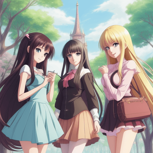 AI generated: Gather girls,Anime,cartoon beautiful background