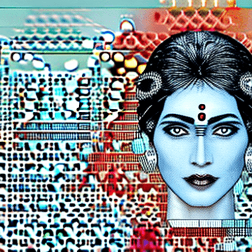 AI generated: realistic image of a white skinned indian woman with bold facial features. Beautiful face.