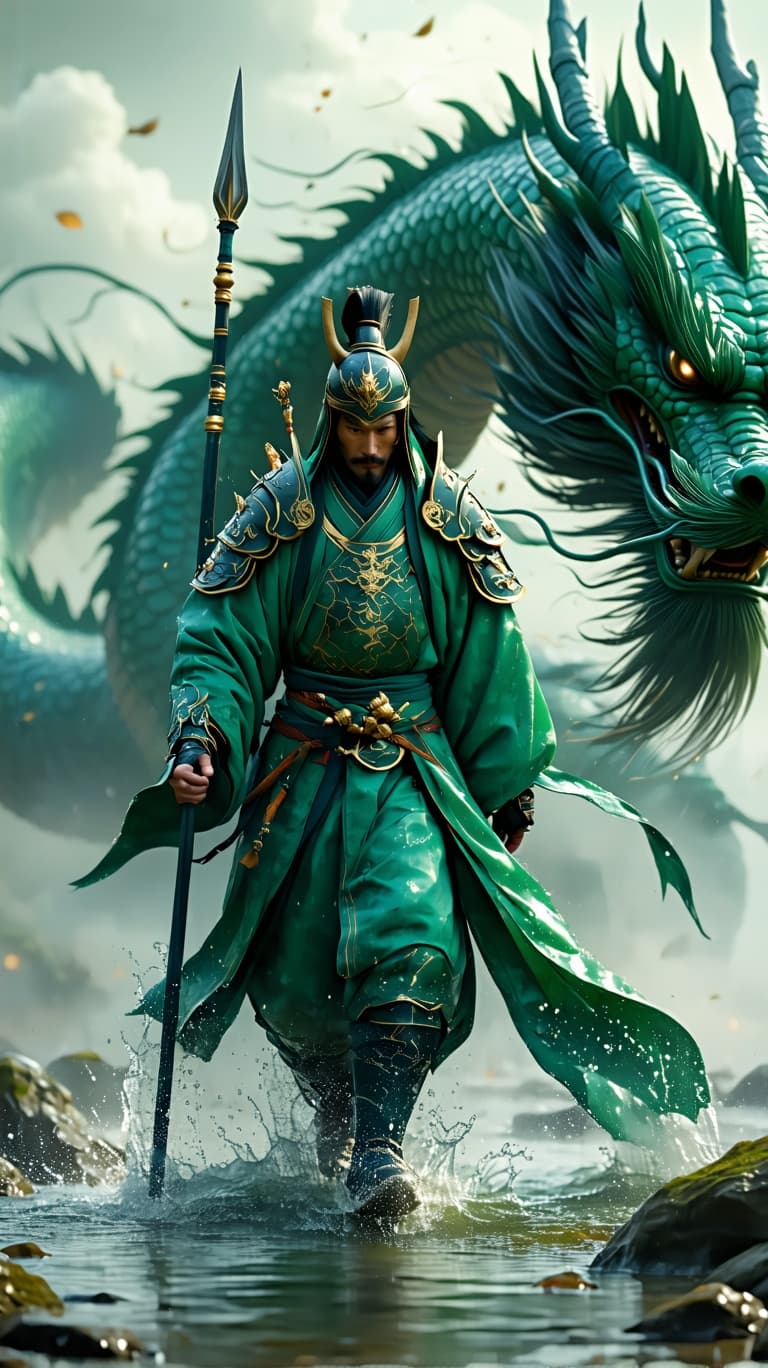 AI generated: 3D render hyper-realism, Ray tracing, unreal engine 5. A fierce warrior wielding a spear in his hand...