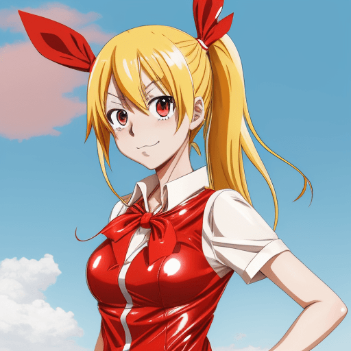 AI generated: Chitoge kirisaki in latex outfit
red hair ribbon blonde hair blue eyes
anime nisekoi style