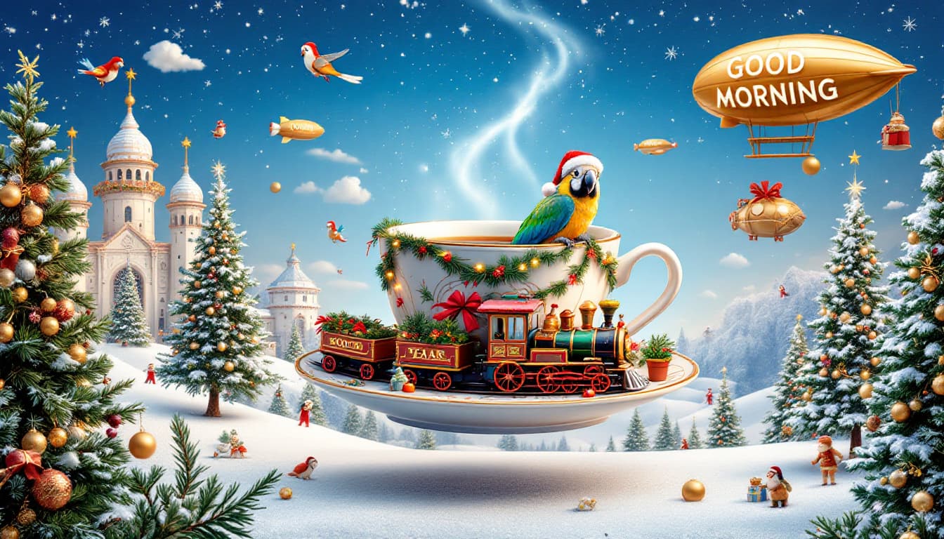 AI generated: Surreal Christmas landscape. Everything is floating in the air.
In the air, as if in zero gravity, i...