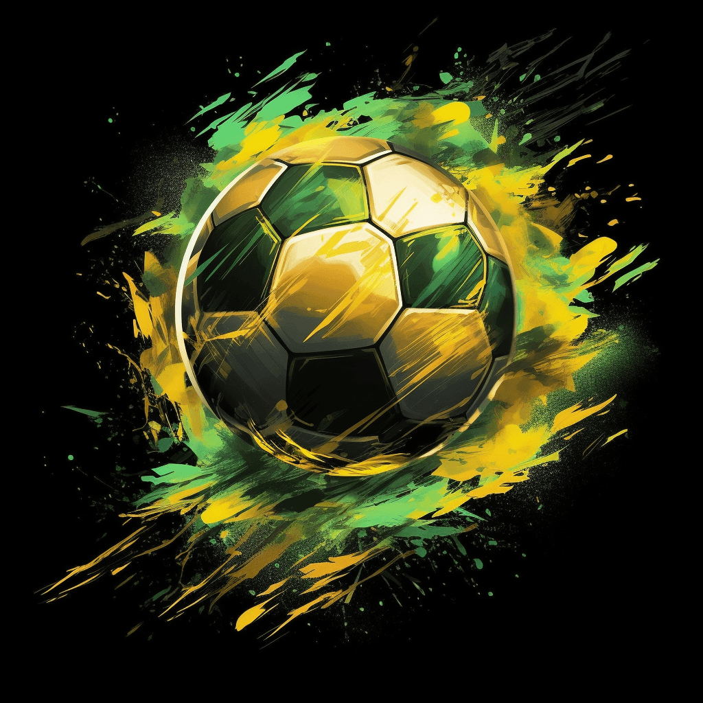 AI generated: Tshirt illustration, Brazilian-themed soccer ball, hd, DreamWorks Animation, Andreas Achenbach, svg,...