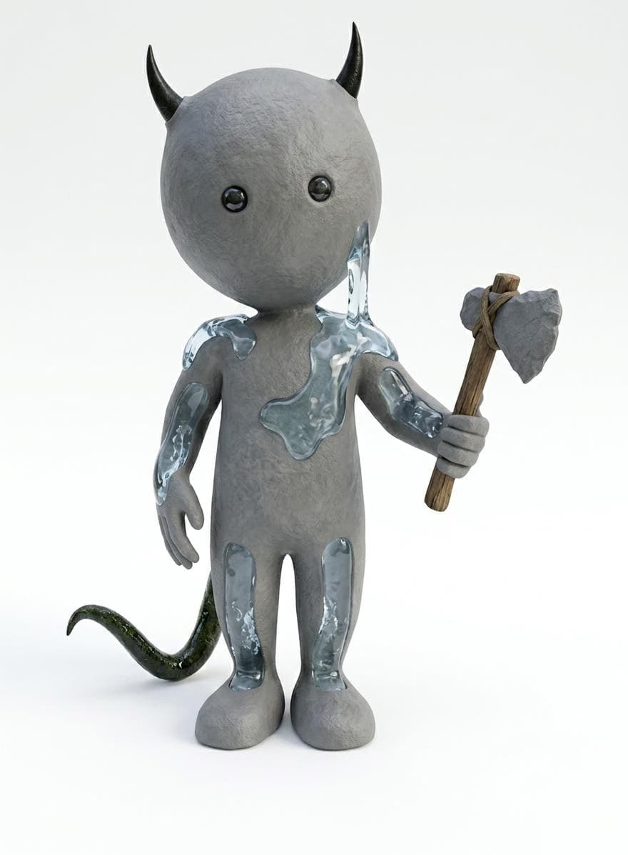 AI generated: a little mindless helper used for basic manual labor like a mini golem with a solid body and accents...