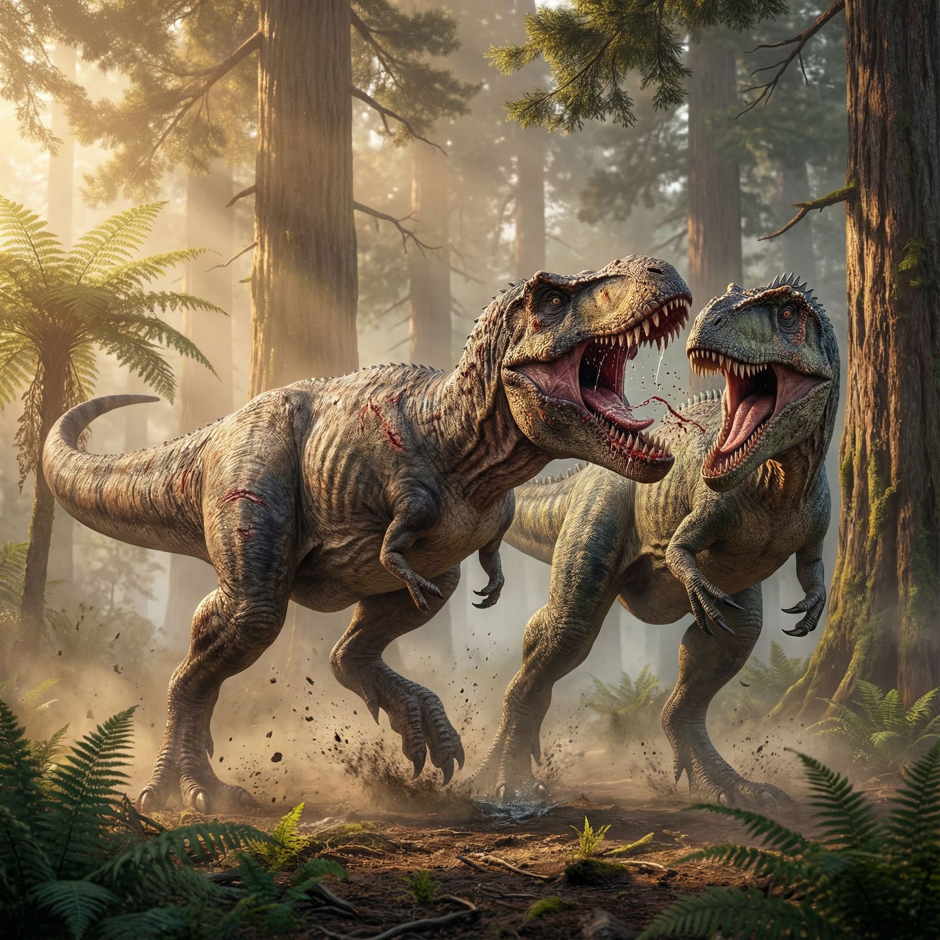 AI generated: Entra en el mundo del Cretácico tardío, donde el verdadero rey de los dinosaurios impone su dominio....