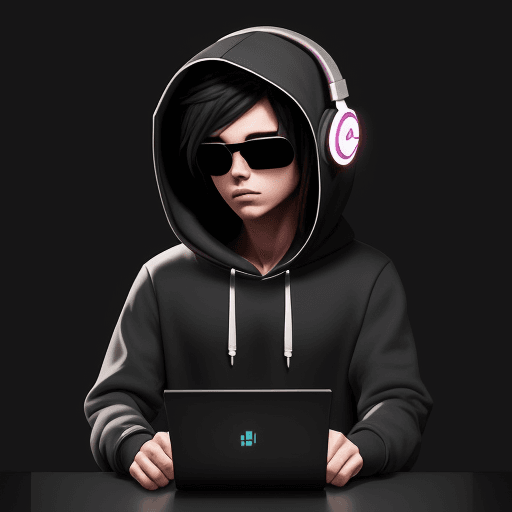 AI generated: Create character, looking a computer screen, wearing Hoodie and headphones, simple, vector, design, ...