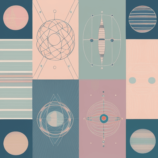 AI generated: Patterns inspired by the Atomic Age, with orbs and connecting lines in muted pastels. - - style mid-...
