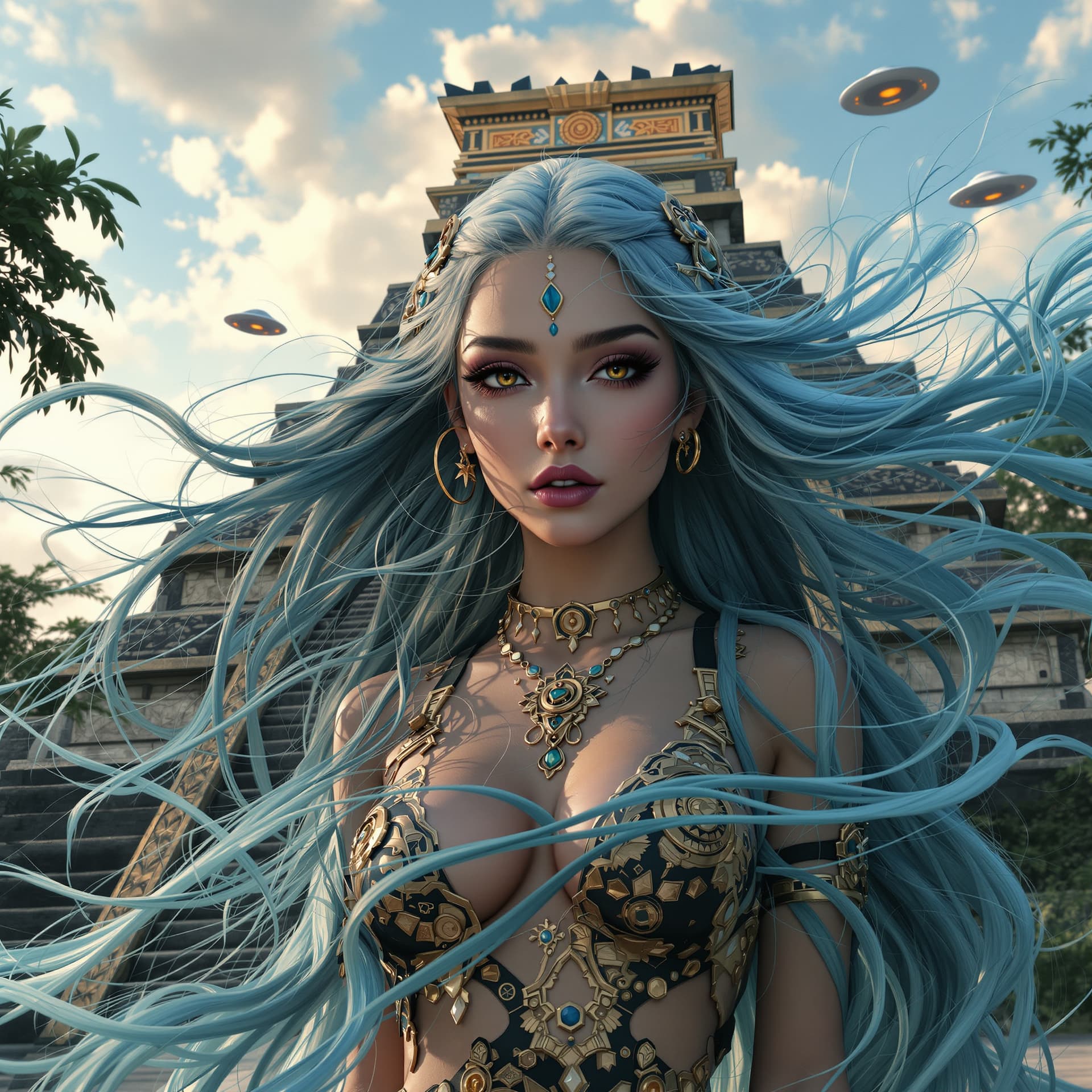AI generated: Psychedelic, surreal. A professional photo of the most amazing female in the world, a young adult, A...