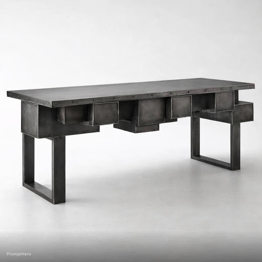 AI generated: Rotate the original tall sculptural bookshelf 90 degrees to a horizontal orientation.

Transform the...