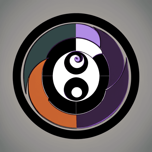 AI generated: A basic simple logo that looks like Yin and Yang that is easy to reproduce with green and purple et ...