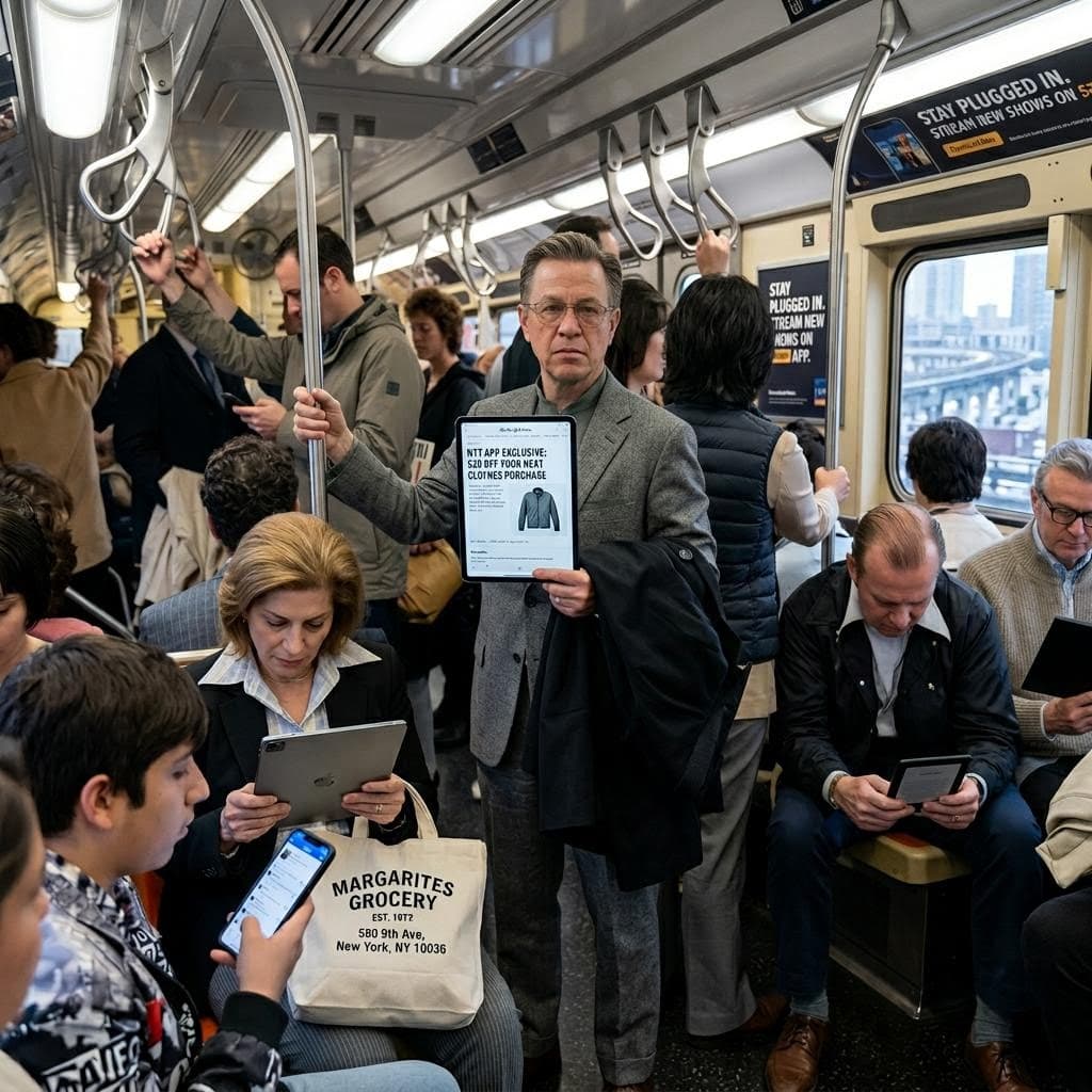 AI generated: Make modern version of this with modern phones and tablets for the people to read on