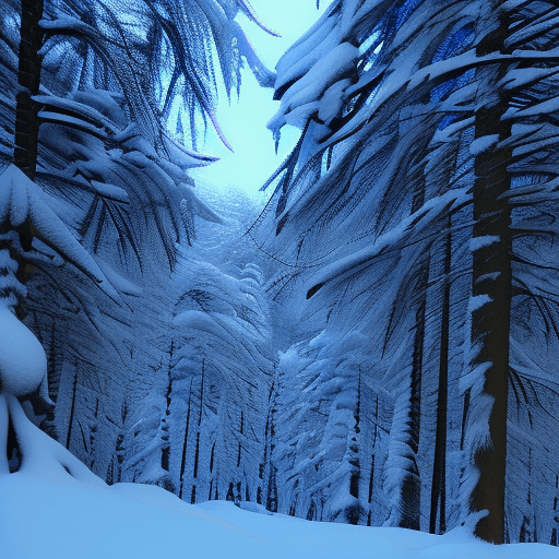 AI generated: blue theme, snow, snowy, dark, full moon, moon, moonlight, night, night, no humans, outdoors, scener...