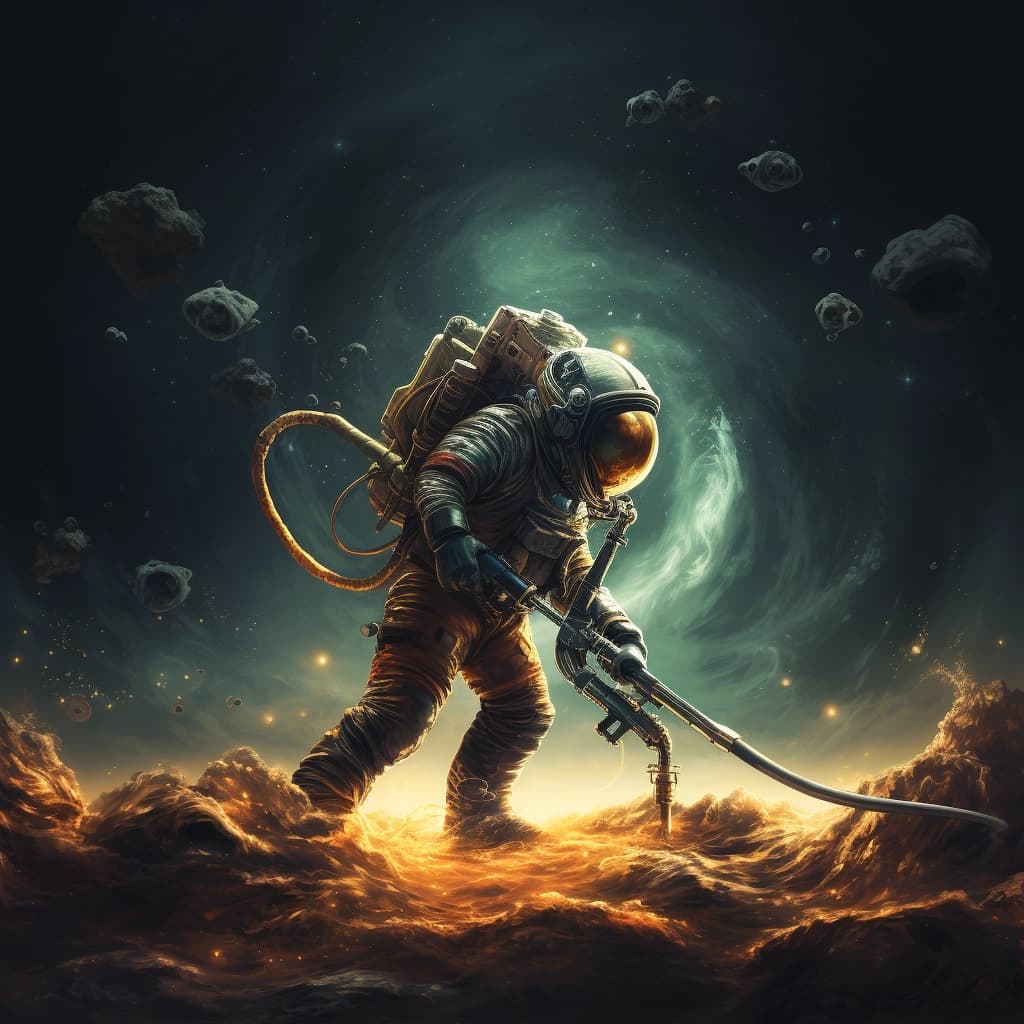 AI generated: man in space vacuum