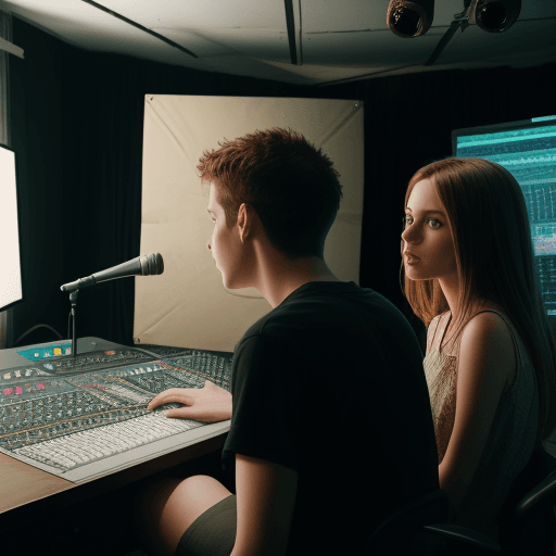 AI generated: girl and guy in the studio