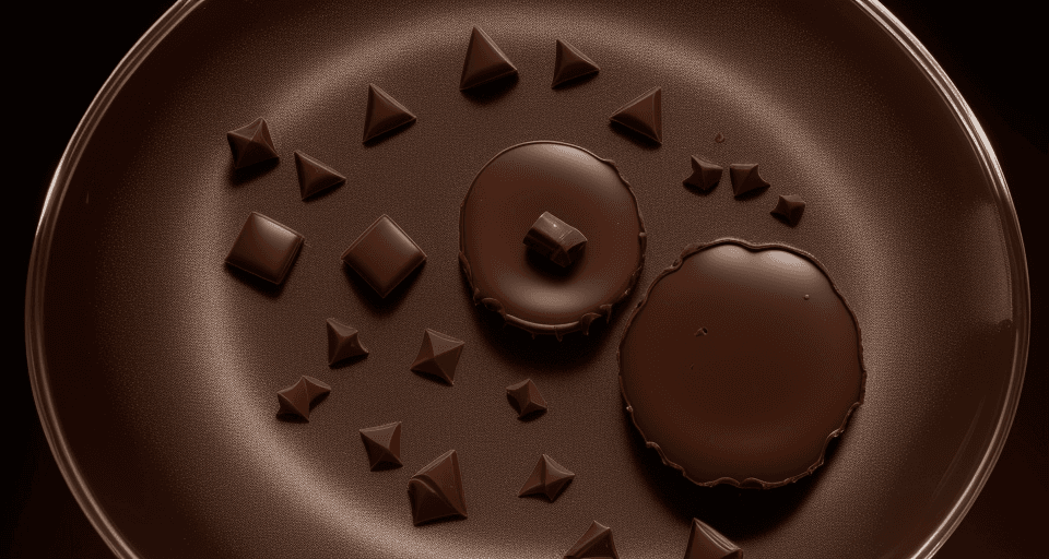 AI generated: High resolution photo of a sliced ​​chocolate on a petri dish