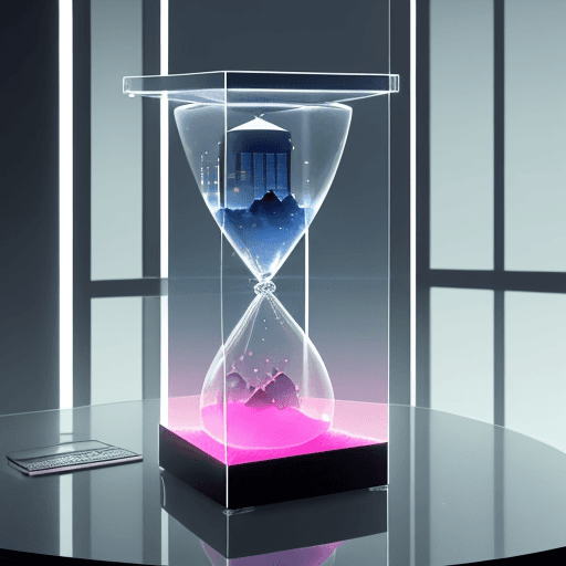 AI generated: Saving time by the account system, glass hourglass where the top is empty and the sand is concentrat...